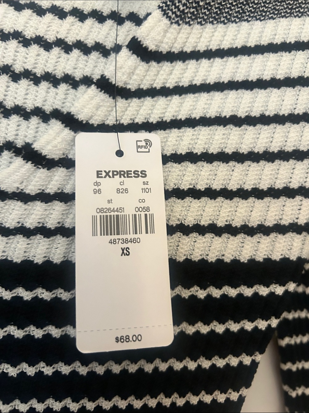 Express Black and White Striped V-Neck Sweater - Picture 2 of 3